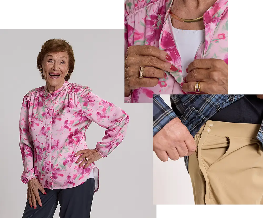 seniors showing off their adaptive apparel from Joe & Bella